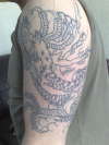 1st sitting of new dragon 1/2 sleeve tattoo