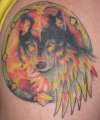 Harley Wolf with Eagle Spirit tattoo