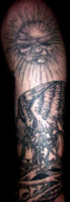 sun,mechanical angel tattoo