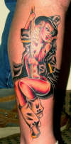 fire pin up tattoo