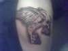 right calf skull n wings tattoo