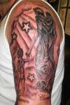My Guardian Angel with kids names underneath. tattoo