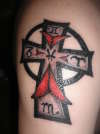 Cross with my family's Zodiac Symbols tattoo