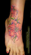 Lillies on Foot tattoo