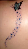Butterfly with stars tattoo