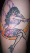 girl on moon tattoo