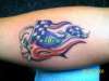 forearm with race numbers tattoo