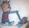 Calvin mowing the Fur tattoo