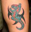 Blue Lizard with Tribal tattoo