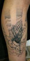 Praying Hands with Rosary Beads tattoo
