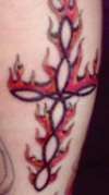 CROSS AND FLAMES tattoo