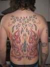 Flaming Back Piece tattoo