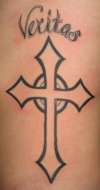 Veritas/Hollow Celtic Cross tattoo