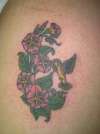 flowers and hummingbird tattoo