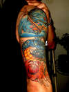 Japanese theme sleeve in process tattoo
