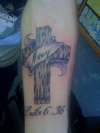 Cross n Banner tattoo