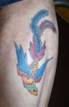 Phoenix on right leg. tattoo