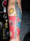 fillipino flag n my last name tattoo