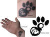 Sable - Paw and Flaming S tattoo