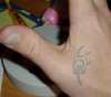 Hand, white inlay tattoo