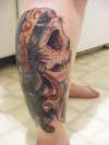 on leg tattoo