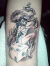 Black and grey pinup tattoo