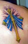 Greek Flag & Cross tattoo