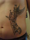 Angel, left stomach tattoo