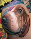 dog through a fish eye lens tattoo