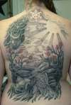 angel back piece tattoo
