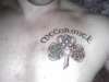Shamrock with Ireland flag colors and last name. tattoo