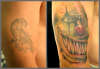clown covering a tiger tattoo