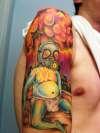 gas mask baby/nuclear explosion tattoo