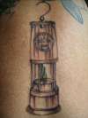 Miners lamp,close up tattoo