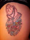 prayin hands in memory of my gran tattoo