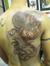 Dragon after first 3 hours - unfinished tattoo