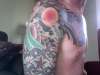 half sleeve japanese water, sun tattoo