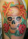 Skull w/ Flowers tattoo
