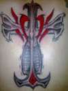 Red and Black cross tattoo