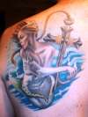 Mermaid & Anchor Cross tattoo