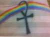 ankh and rainbow tattoo