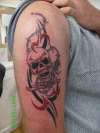 skull n barbwire tattoo
