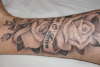 Roses and Scroll tattoo