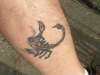 scorpion on calf tattoo